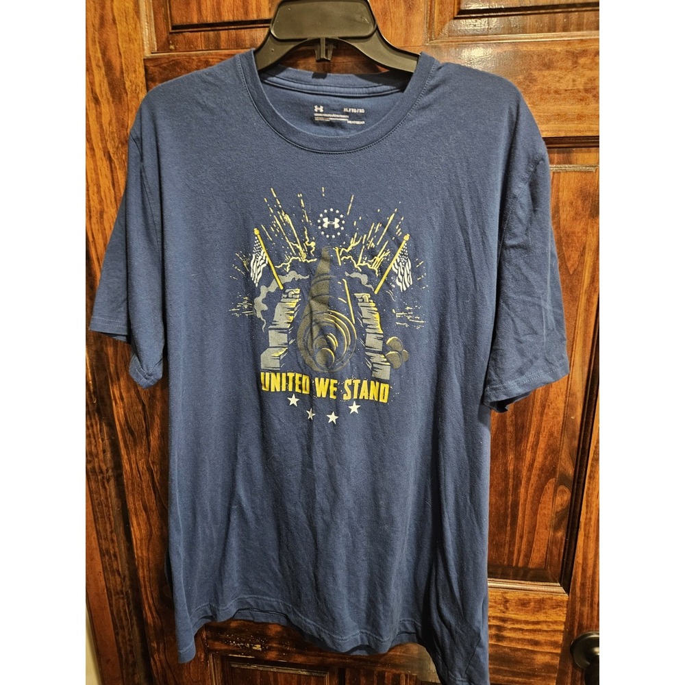 Under Armour Size Xl Loose Men T Shirt United We Stand Usa Patriotic Navy